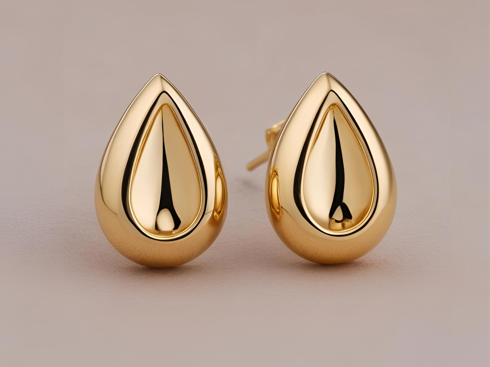 Gold Stud Earrings Dimpled