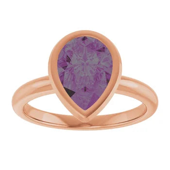ADINA Pear cut Bezel set coloured solitaire
