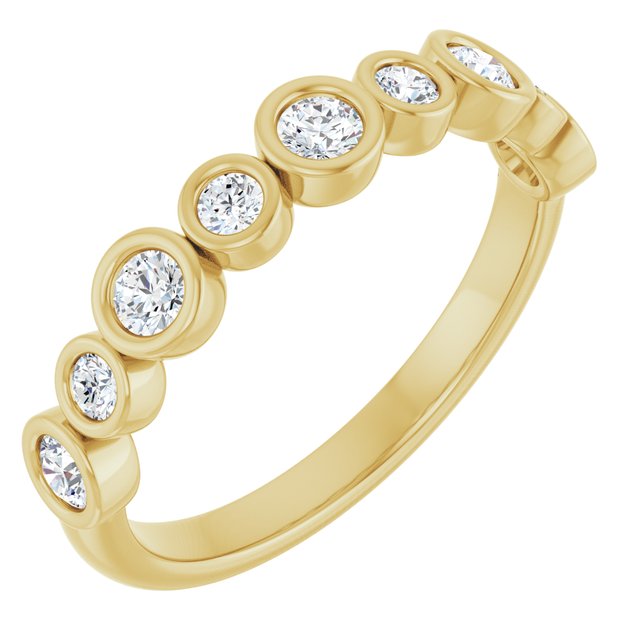10K Yellow Gold Lab-Grown Diamond 2.5 mm BUBBLE Alternating Bezel Stack Ring Jewelry