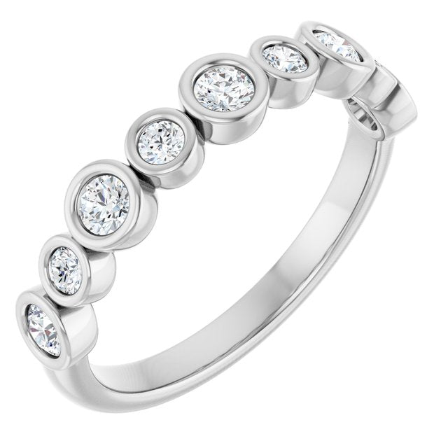 Platinum Lab-Grown Diamond 2.5 mm BUBBLE Alternating Bezel Stack Ring Jewelry