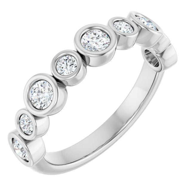 Platinum Lab-Grown Diamond 3 mm BUBBLE Alternating Bezel Stack Ring Jewelry