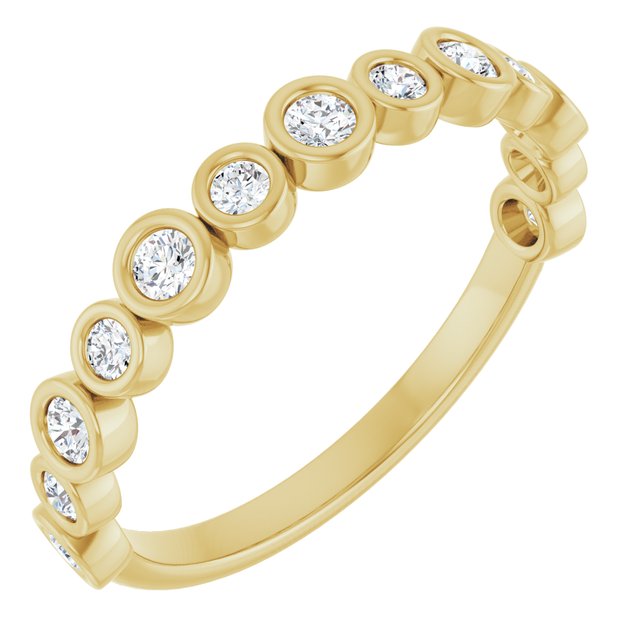 10K Yellow Gold Lab-Grown Diamond 2 mm BUBBLE Alternating Bezel Stack Ring Jewelry