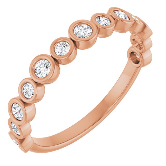 10K Rose Gold Lab-Grown Diamond 2 mm BUBBLE Alternating Bezel Stack Ring Jewelry