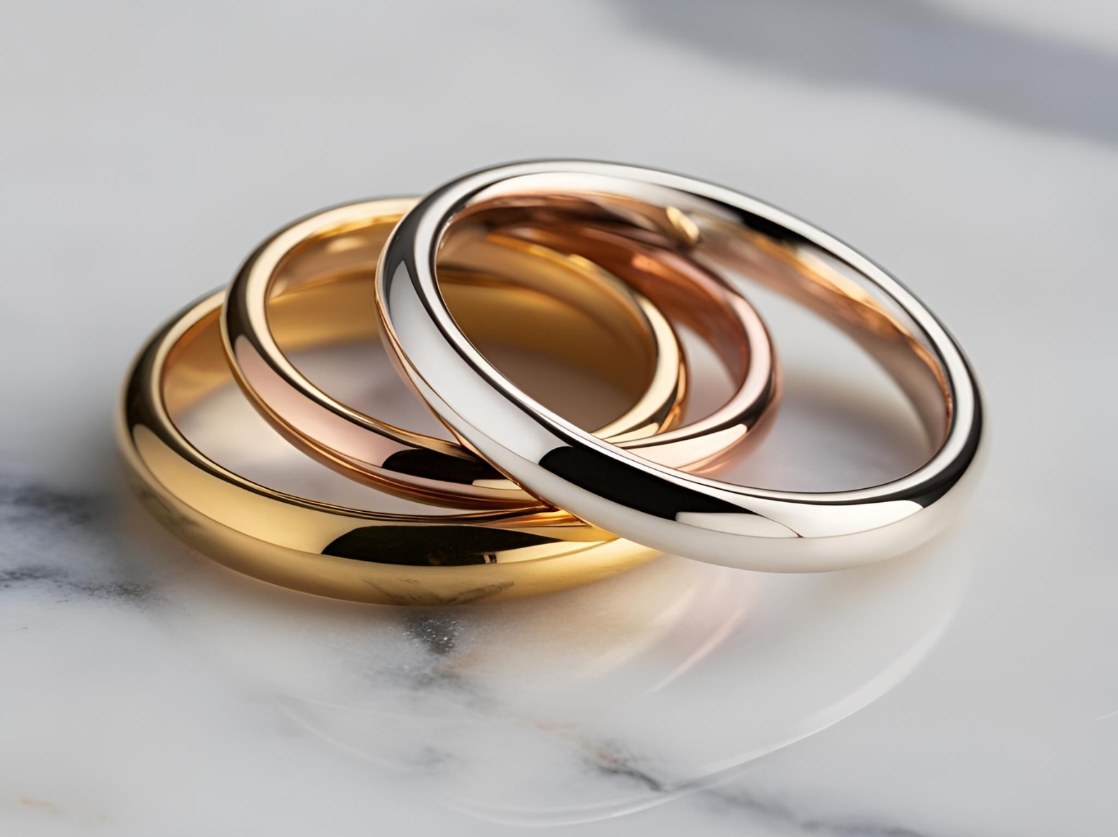 Wedding Bands White Gold Yellow Gold Rose Gold three Layed