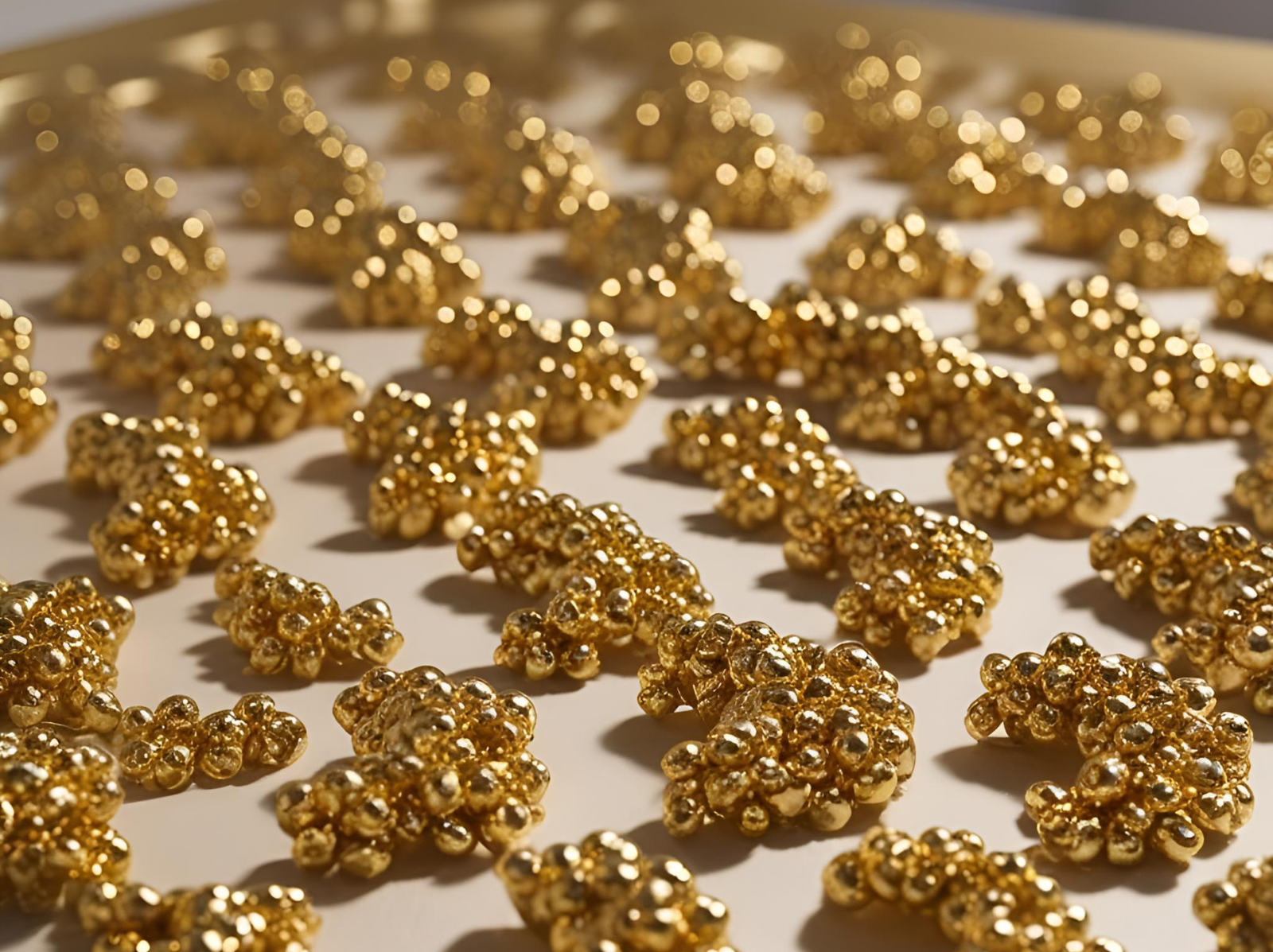 Gold granules cluster grouped