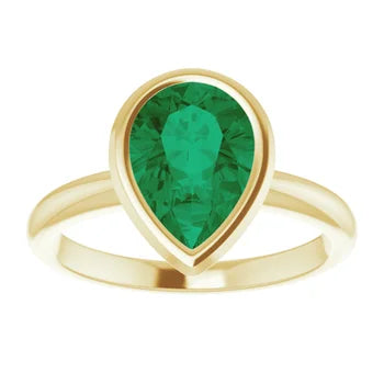 10K Rose Gold Lab-Grown Alexandrite 10x7mm ADINA Pear cut Bezel set coloured solitaire Jewelry top