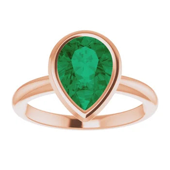 10K Rose Gold Lab-Grown Alexandrite 10x7mm ADINA Pear cut Bezel set coloured solitaire Jewelry top