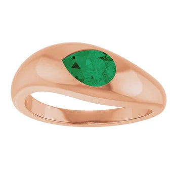 10K Rose Gold Lab-Grown Alexandrite 7x5mm CLARA Swirl signet flush set ring Jewelry