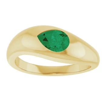 10K Rose Gold Lab-Grown Alexandrite 7x5mm CLARA Swirl signet flush set ring Jewelry