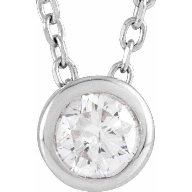 10K Rose 1/10 CT Lab-Grown Diamond Bezel-Set 16-18&quot; Necklace Jewelry