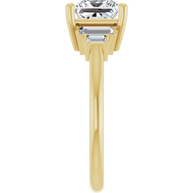 JENNI Solitaire Square Engagement Ring with Baguette Accent Diamonds - 18K Yellow Gold - View 4