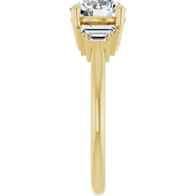JENNI Solitaire Round Engagement Ring with Baguette Accent Diamonds - 18K Yellow Gold - View 4