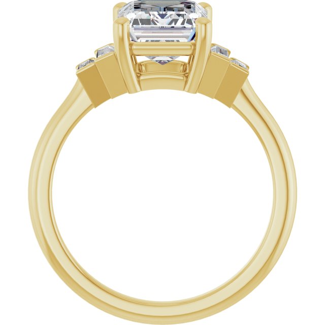 JENNI Solitaire Emerald Engagement Ring with Baguette Accent Diamonds - 18K Yellow Gold - View 2
