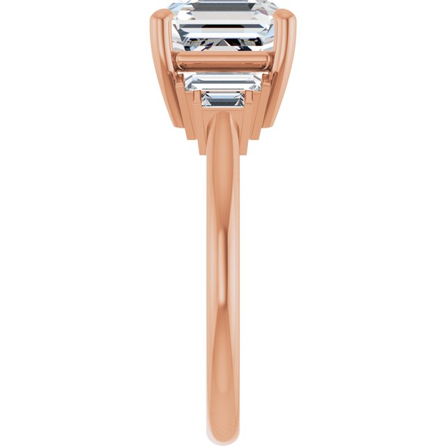 JENNI Solitaire Asscher Engagement Ring with Baguette Accent Diamonds - 18K Rose Gold - View 4