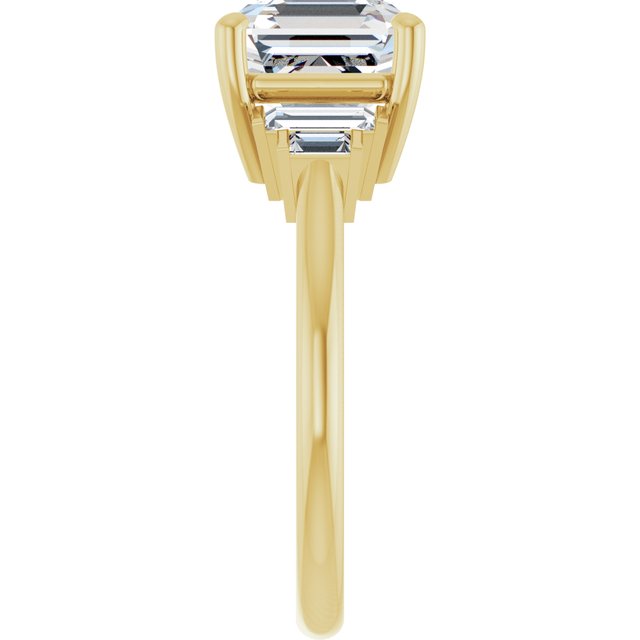 JENNI Solitaire Asscher Engagement Ring with Baguette Accent Diamonds - 18K Yellow Gold - View 4