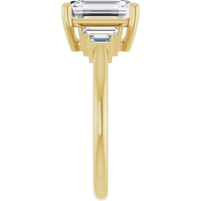 JENNI Solitaire Emerald Engagement Ring with Baguette Accent Diamonds - 18K Yellow Gold - View 4