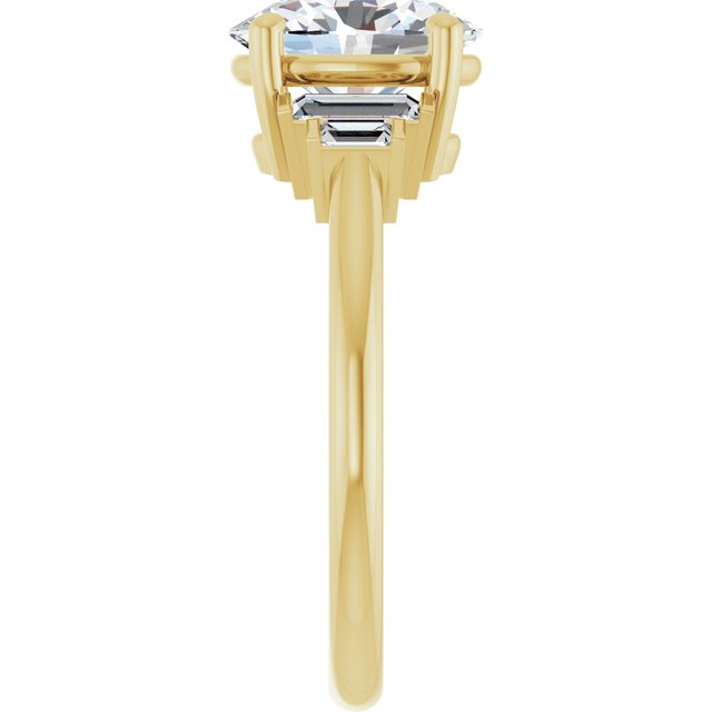 JENNI Solitaire Oval Engagement Ring with Baguette Accent Diamonds - 18K Yellow Gold - View 4