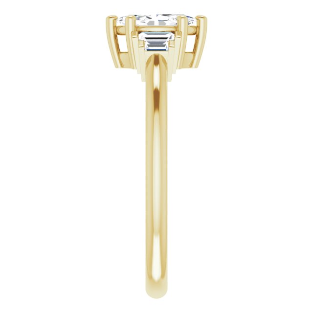 JENNI Solitaire Marquise Engagement Ring with Baguette Accent Diamonds - 18K Yellow Gold - View 4