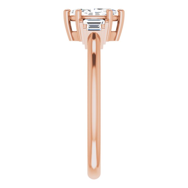 JENNI Solitaire Marquise Engagement Ring with Baguette Accent Diamonds - 18K Rose Gold - View 4