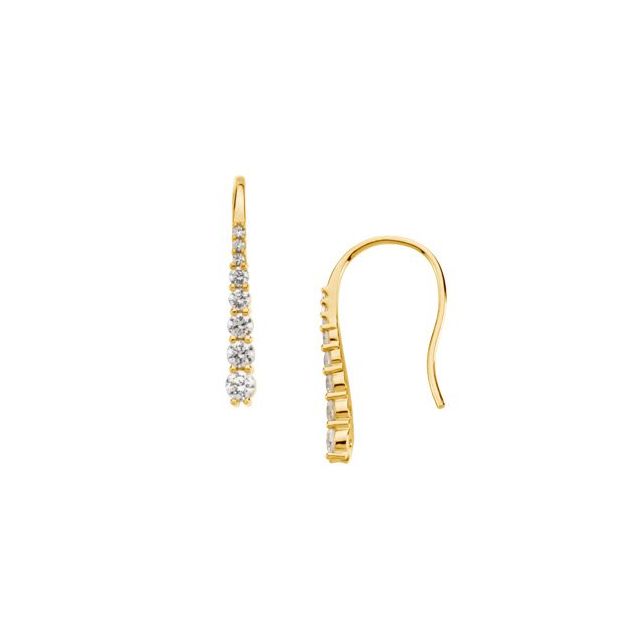 10K Yellow Gold 3 mm GRADUATING Round Lab-Grown Hook Earring Jewelry