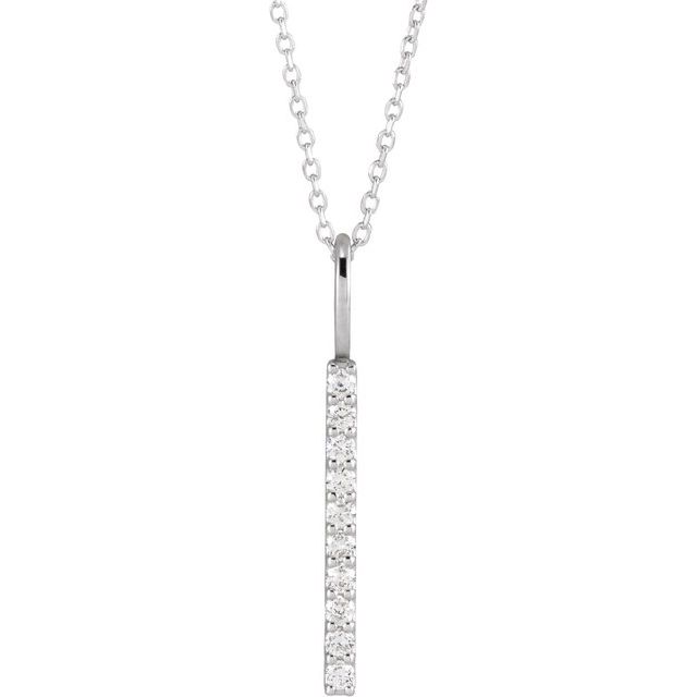 10K White Gold Lab-Grown Diamond 1.7 mm 10K White 1/6 CTW Lab-Grown Diamond Vertical Bar 16-18" Necklace Jewelry