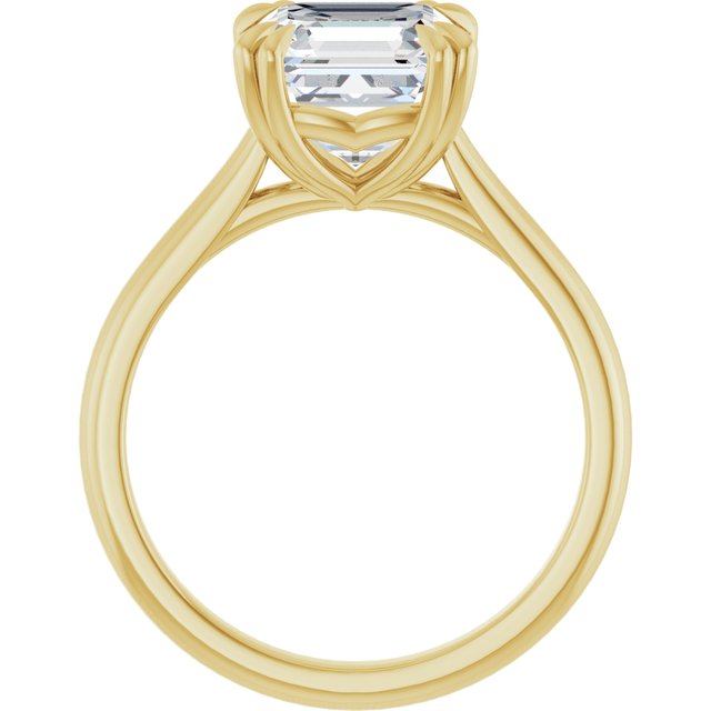 LONDON Double Claw Solitaire Asscher Engagement Ring - 18K Yellow Gold - View 2