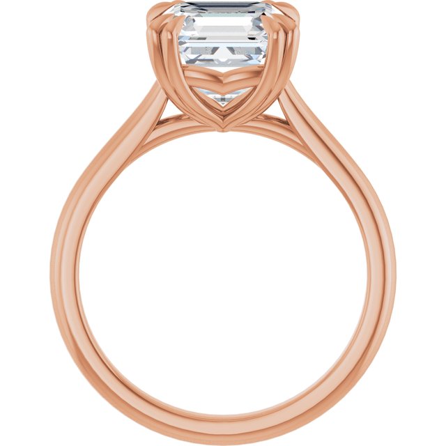 LONDON Double Claw Solitaire Asscher Engagement Ring - 18K Rose Gold - View 2