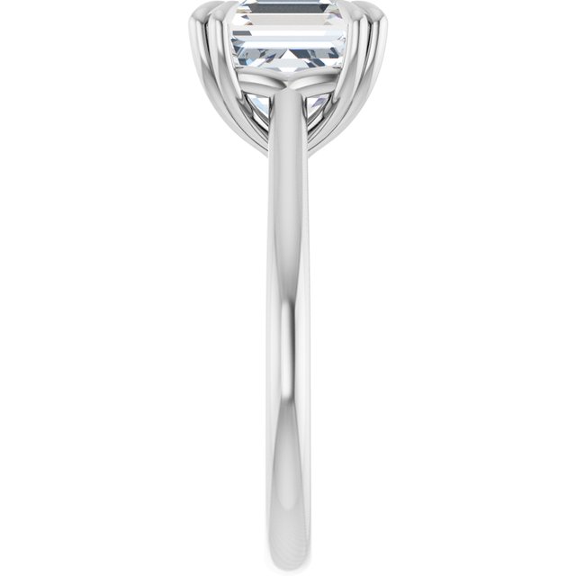 LONDON Double Claw Solitaire Asscher Engagement Ring - Platinum - View 4