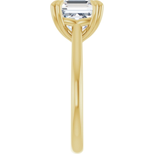 LONDON Double Claw Solitaire Asscher Engagement Ring - 18K Yellow Gold - View 4
