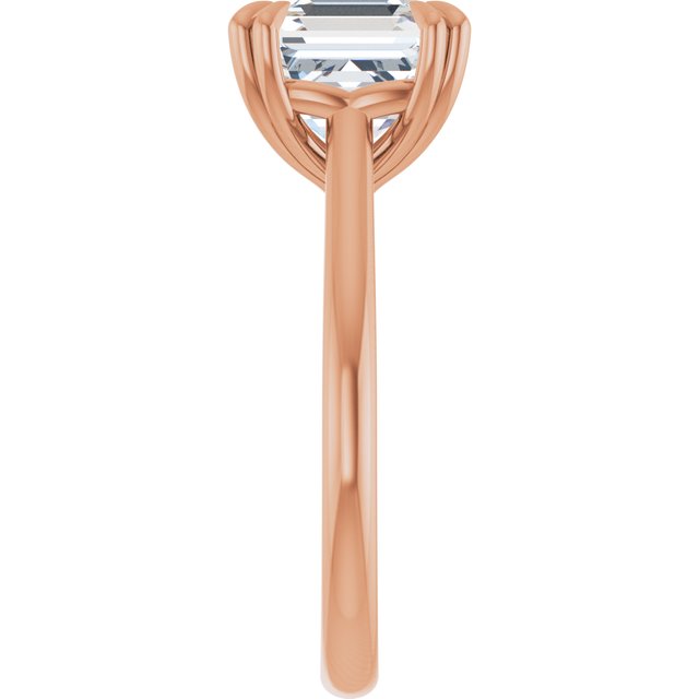 LONDON Double Claw Solitaire Asscher Engagement Ring - 18K Rose Gold - View 4