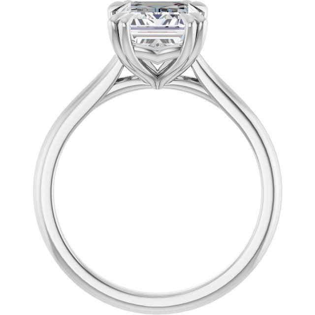LONDON Double Claw Solitaire Emerald Engagement Ring - Platinum - View 2