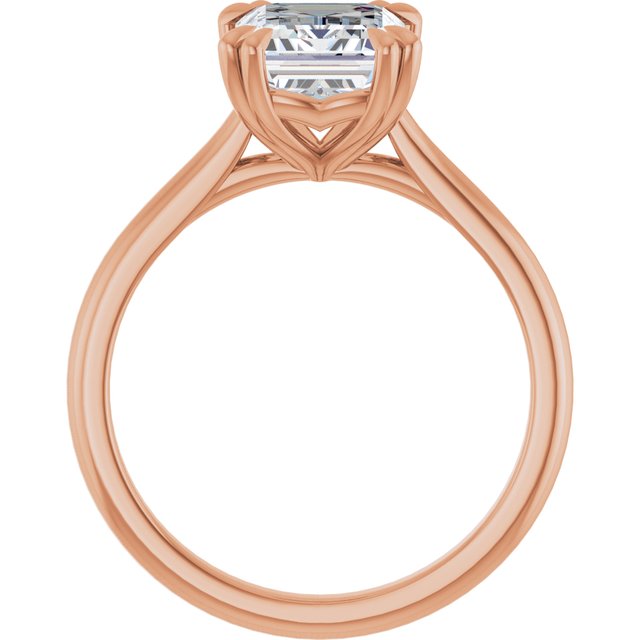 LONDON Double Claw Solitaire Emerald Engagement Ring - 18K Rose Gold - View 2