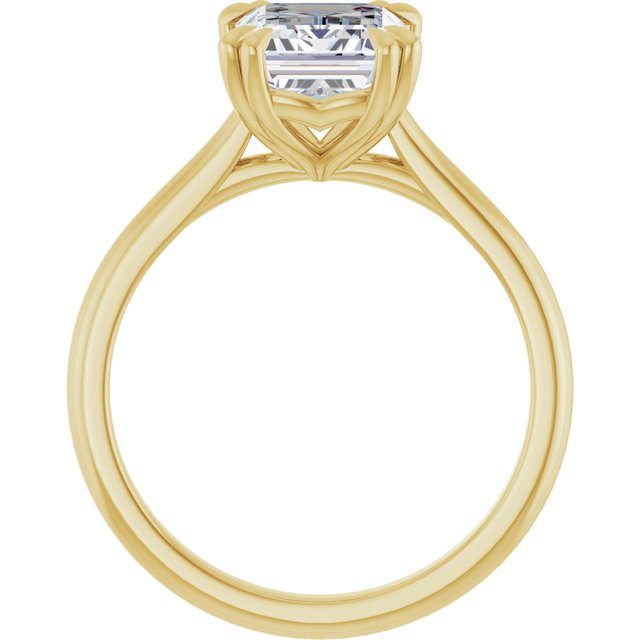 LONDON Double Claw Solitaire Emerald Engagement Ring - 18K Yellow Gold - View 2