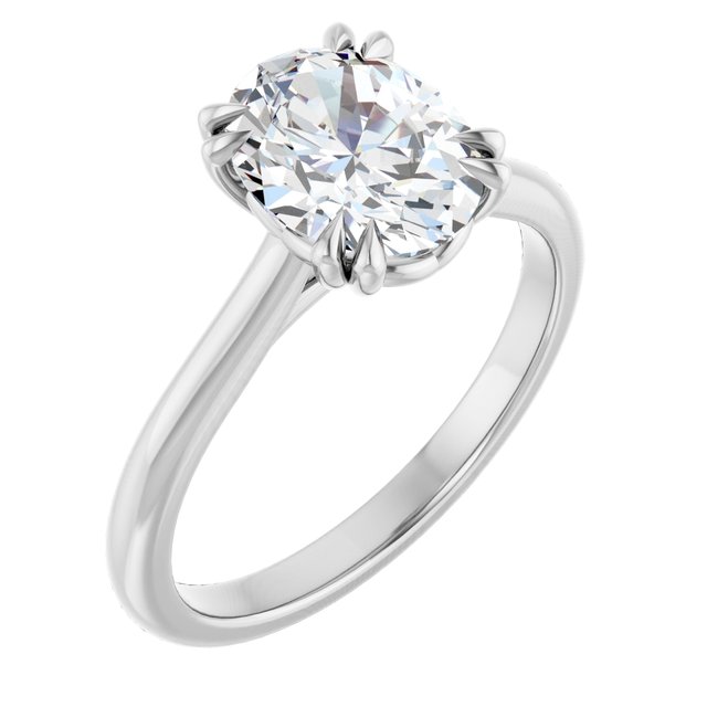 LONDON Double Claw Solitaire Oval Engagement Ring - Platinum - View 1