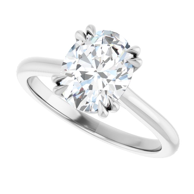 LONDON Double Claw Solitaire Oval Engagement Ring - Platinum - View 5