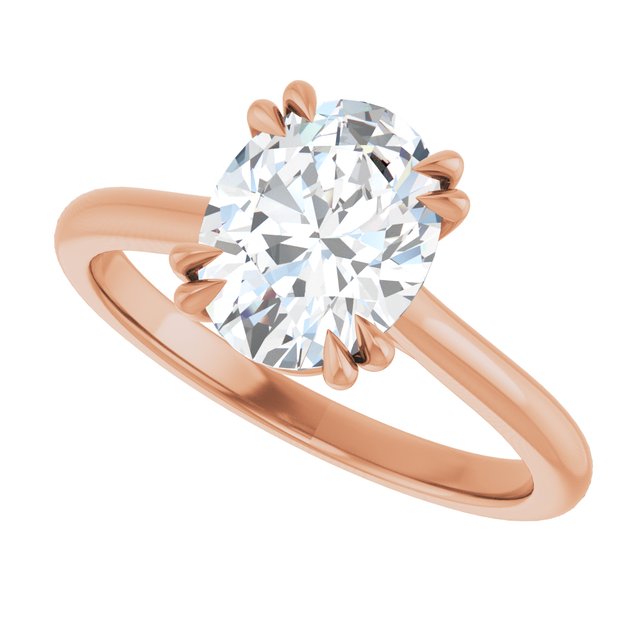 LONDON Double Claw Solitaire Oval Engagement Ring - 18K Rose Gold - View 5