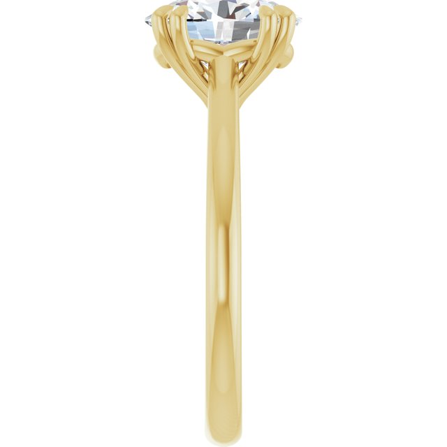 LONDON Double Claw Solitaire Oval Engagement Ring - 18K Yellow Gold - View 4