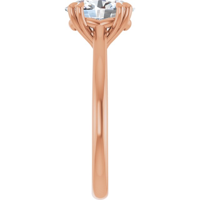 LONDON Double Claw Solitaire Oval Engagement Ring - 18K Rose Gold - View 4