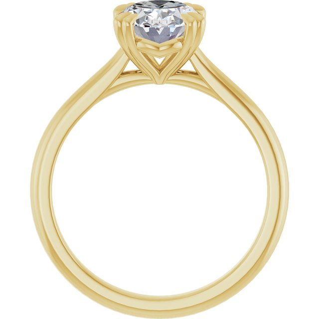LONDON Double Claw Solitaire Oval Engagement Ring - 18K Yellow Gold - View 2