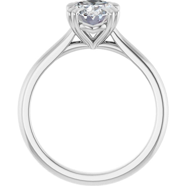 LONDON Double Claw Solitaire Oval Engagement Ring - Platinum - View 2