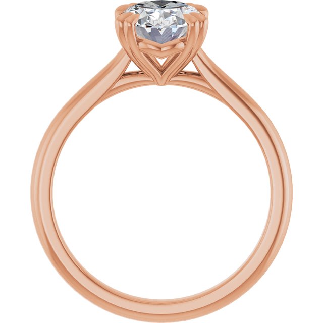 LONDON Double Claw Solitaire Oval Engagement Ring - 18K Rose Gold - View 2