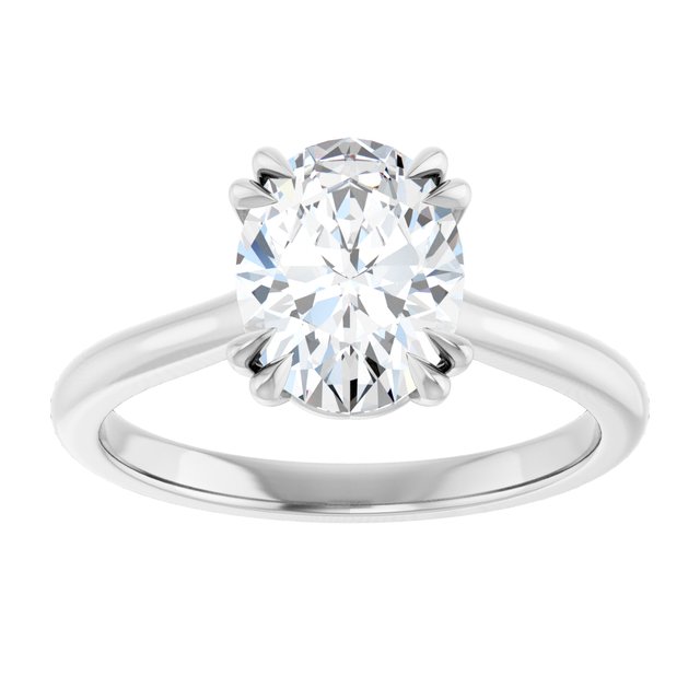 LONDON Double Claw Solitaire Oval Engagement Ring - Platinum - View 3