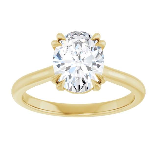 LONDON Double Claw Solitaire Oval Engagement Ring - 18K Yellow Gold - View 3
