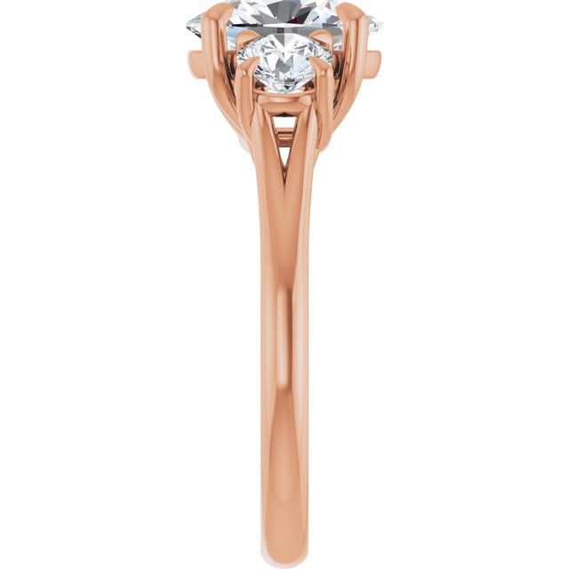 ALEGRA Trilogy Oval Engagement Ring with Split Band - 18K Rose Gold - View 4