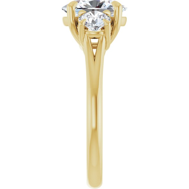 ALEGRA Trilogy Oval Engagement Ring with Split Band - 18K Yellow Gold - View 4