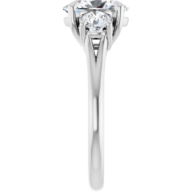 ALEGRA Trilogy Oval Engagement Ring with Split Band - Platinum - View 4