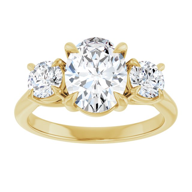 ALEGRA Trilogy Oval Engagement Ring with Split Band - 18K Yellow Gold - View 3