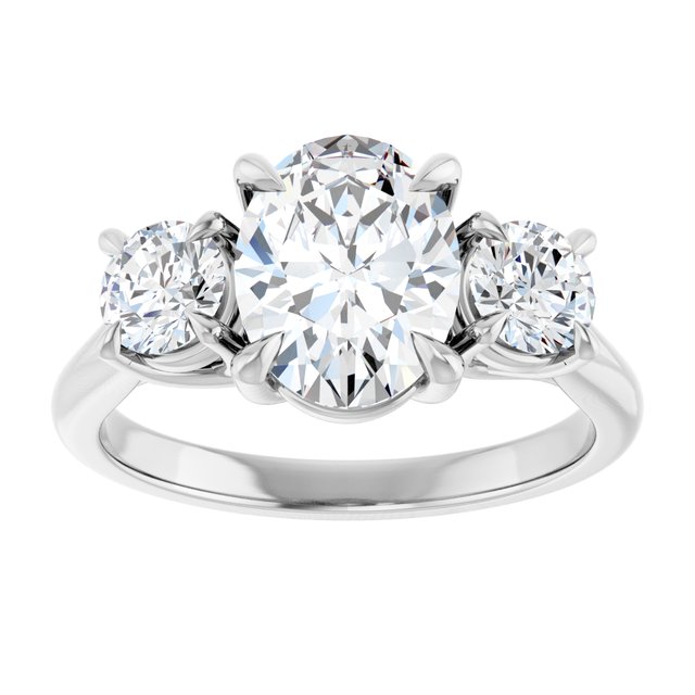 ALEGRA Trilogy Oval Engagement Ring with Split Band - Platinum - View 3