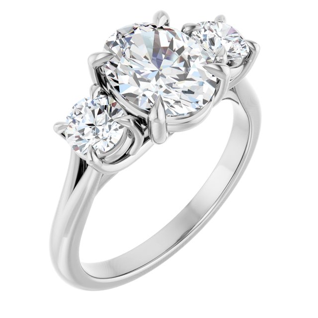 ALEGRA Trilogy Oval Engagement Ring with Split Band - Platinum - View 1