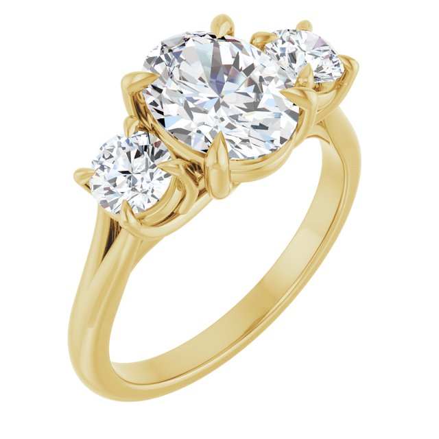 ALEGRA Trilogy Oval Engagement Ring with Split Band - 18K Yellow Gold - View 1